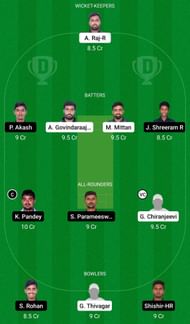 Dream11 Team for Sharks XI vs Lions XI - Pondicherry Men’s T20 2022 Semi-final 1.